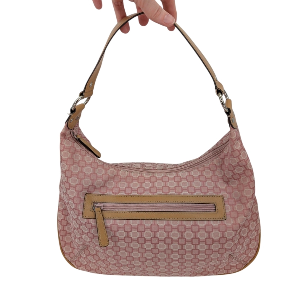 Nine West Pink Patterned Hobo with Tan Trim